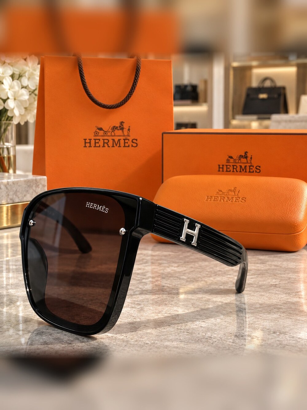 Hermes Black Silver H Sunglasses - Picture 4 of 6
